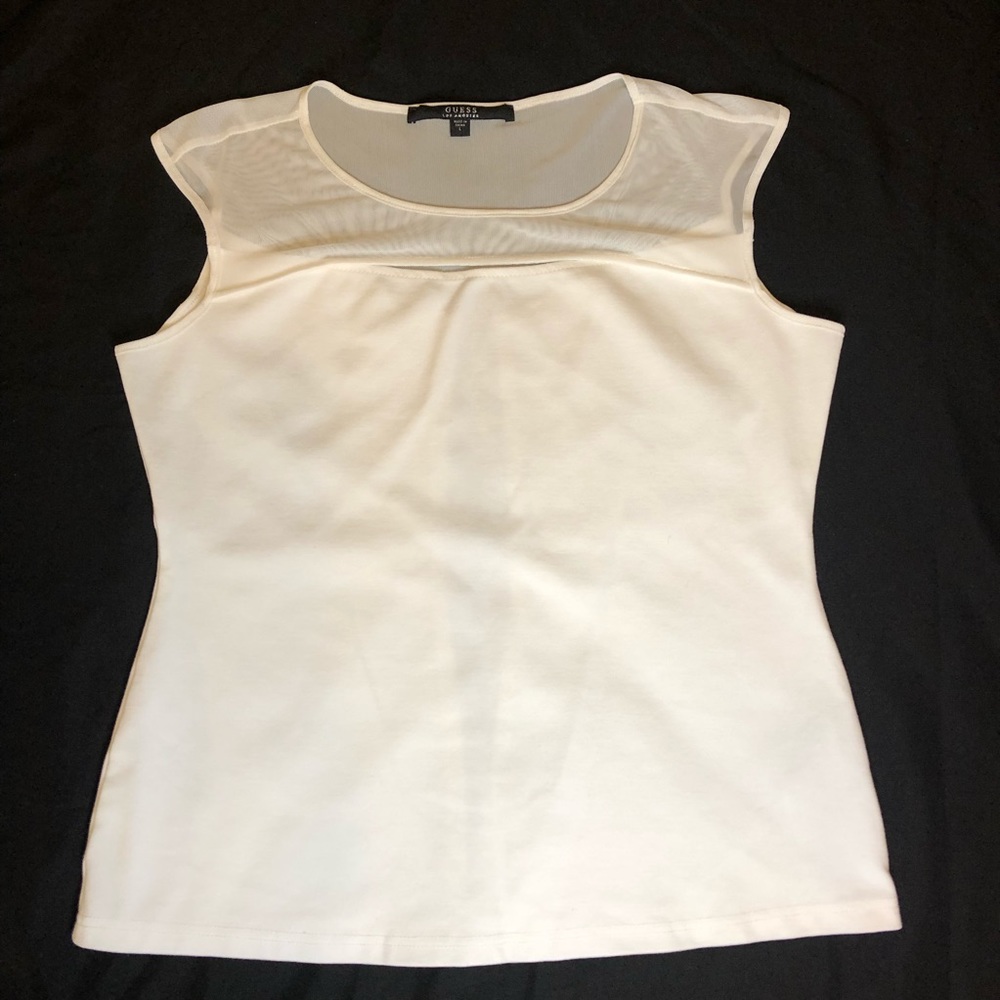 Guess White Sleeveless Top Size Large